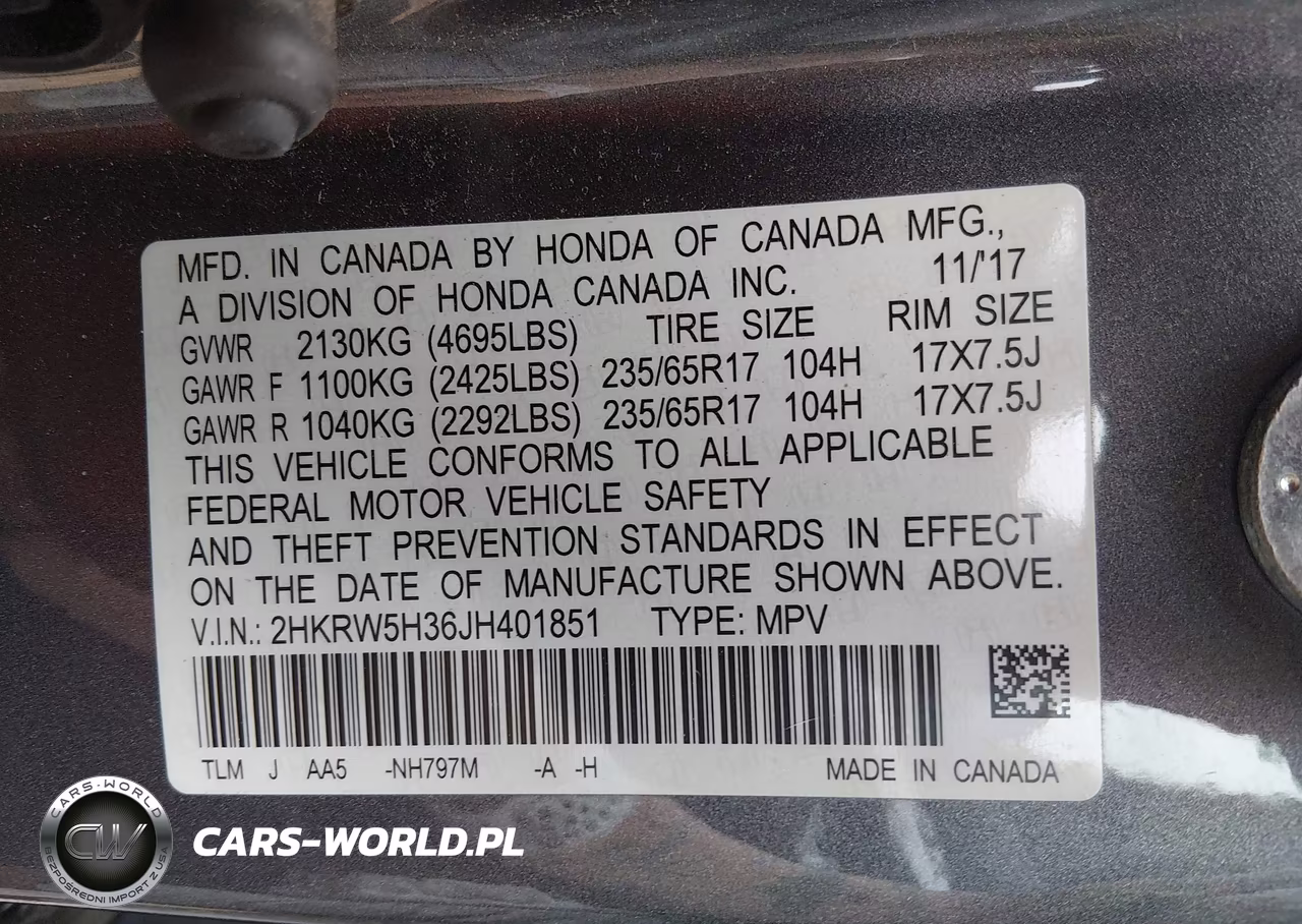 2018 Honda Cr-V Lx VIN:2HKRW5H36JH401851 - 9
