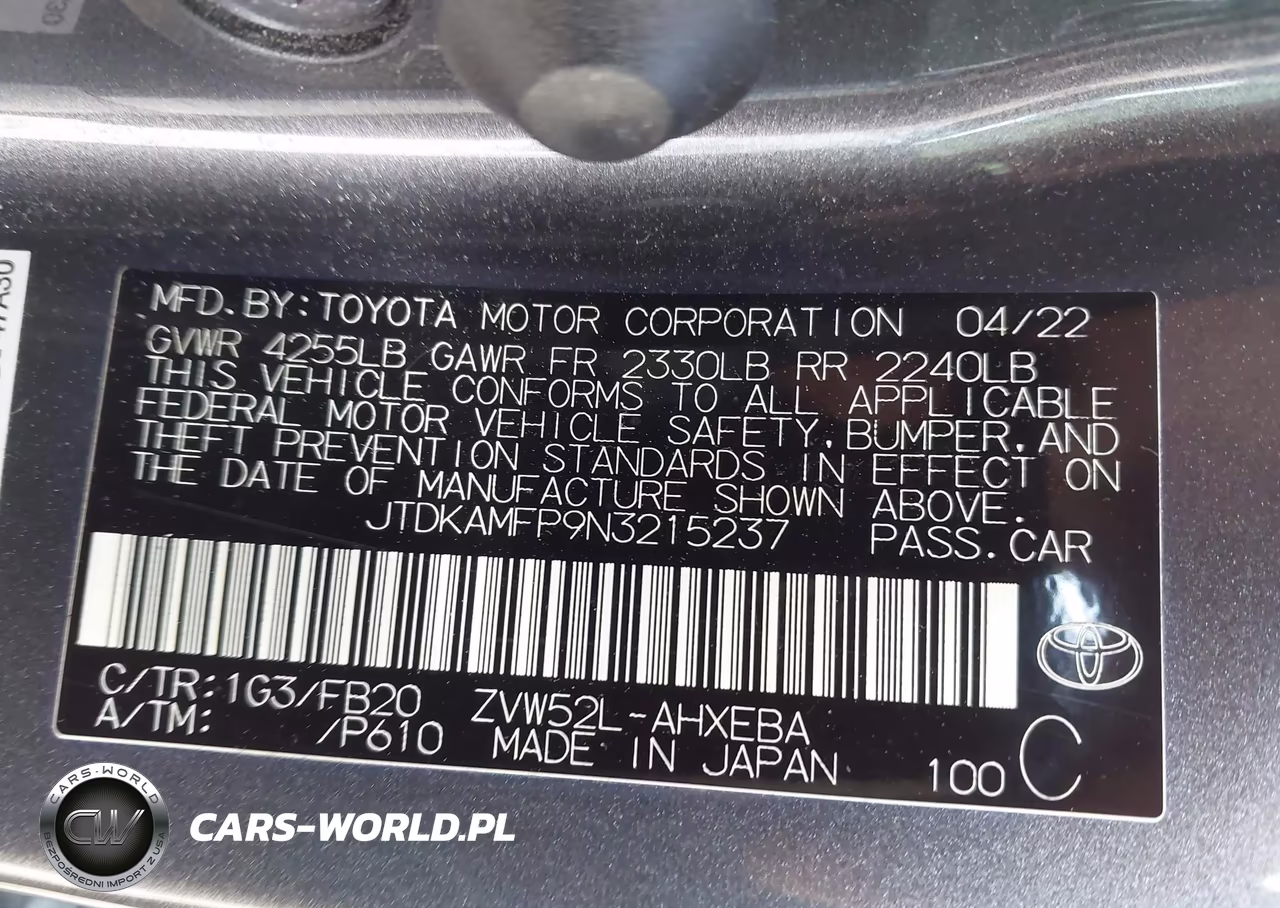 2022 Toyota Prius Prime Le VIN:JTDKAMFP9N3215237 - 9
