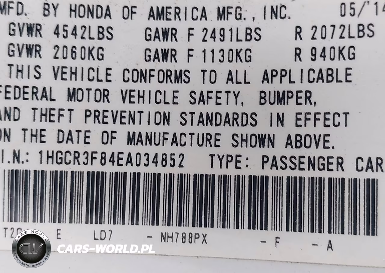 2014 Honda Accord Ex-L V-6 VIN:1HGCR3F84EA034852 - 9