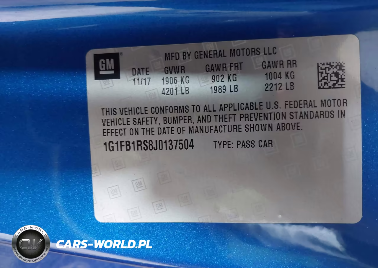 2018 Chevrolet Camaro 1Lt VIN:1G1FB1RS8J0137504 - 9