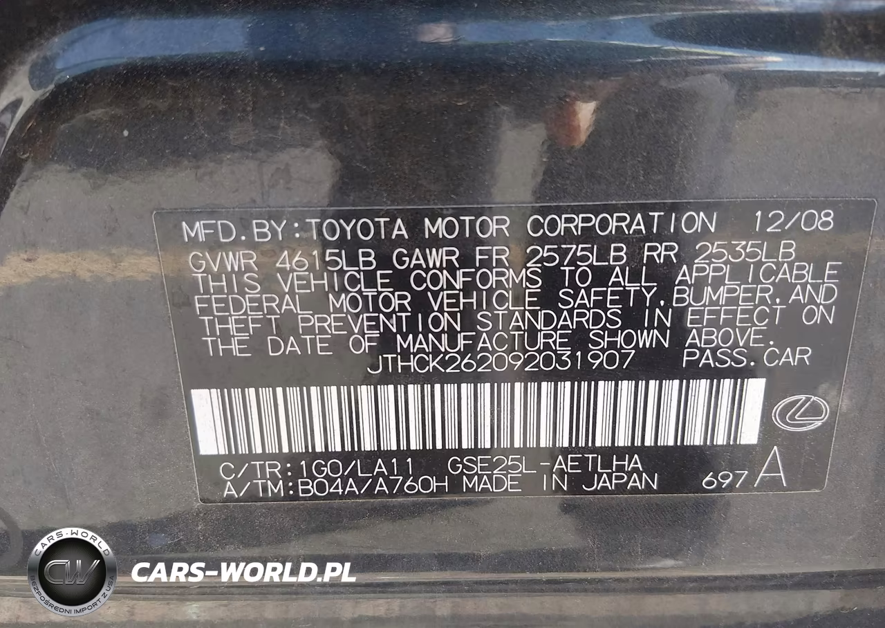 2009 Lexus Is 250 VIN:JTHCK262092031907 - 9