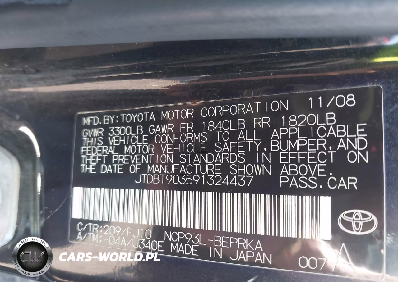 2009 Toyota Yaris VIN:JTDBT903591324437 - 9