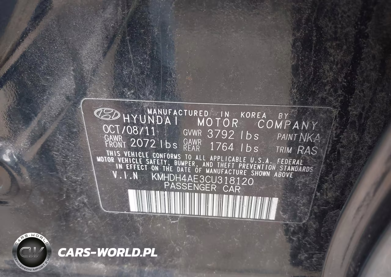 2012 Hyundai Elantra Gls (Ulsan Plant) VIN:KMHDH4AE3CU318120 - 9