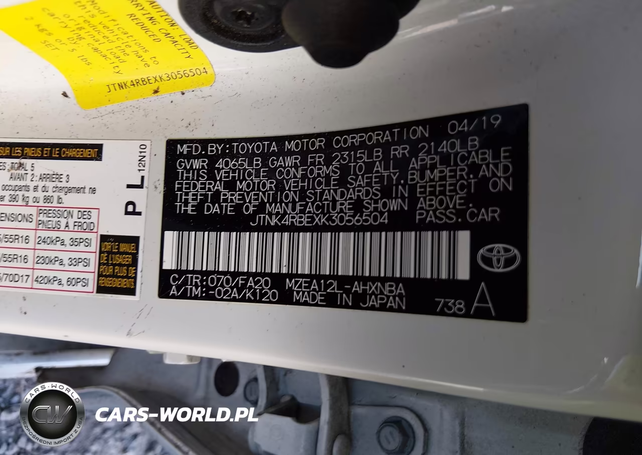 2019 Toyota Corolla Se VIN:JTNK4RBEXK3056504 - 9