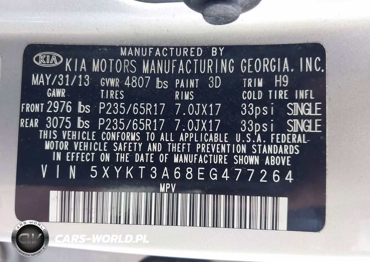 2014 Kia Sorento Lx VIN:5XYKT3A68EG477264 - 9