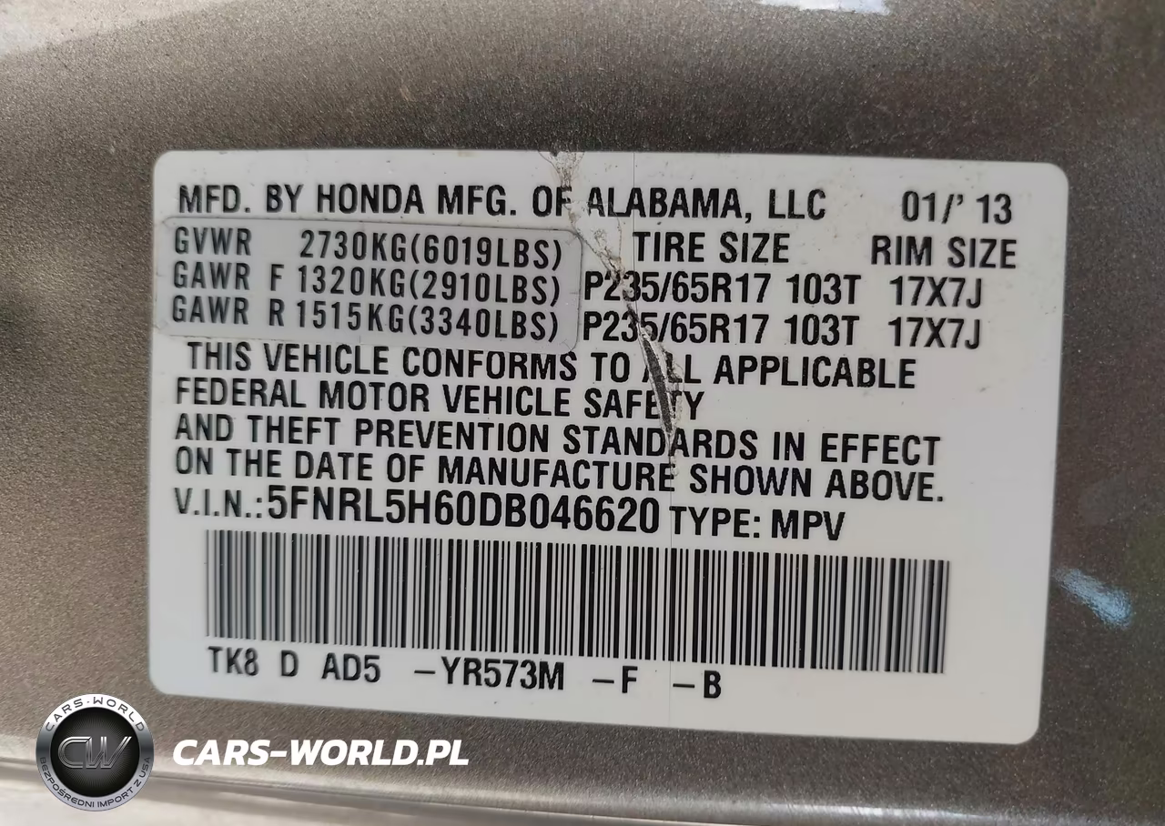 2013 Honda Odyssey Ex-L VIN:5FNRL5H60DB046620 - 9