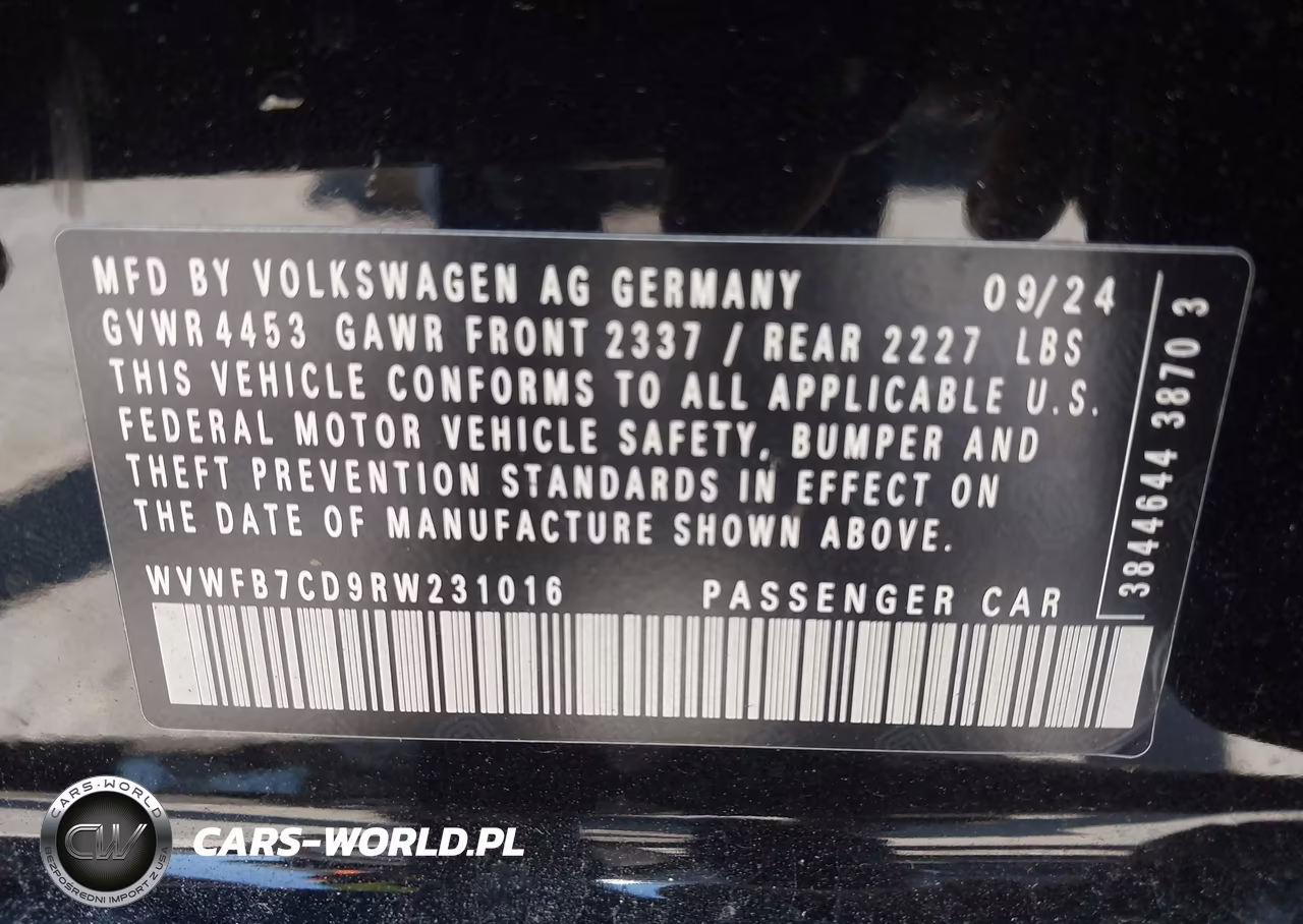 2024 Volkswagen Golf R 2.0T VIN:WVWFB7CD9RW231016 - 9
