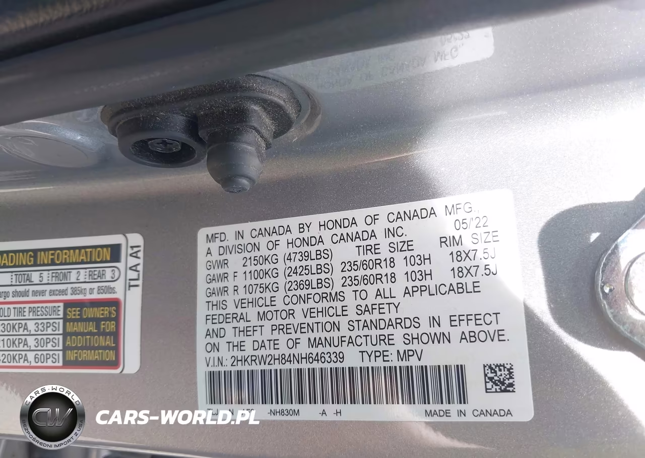 2022 Honda Cr-V Awd Ex-L VIN:2HKRW2H84NH646339 - 9