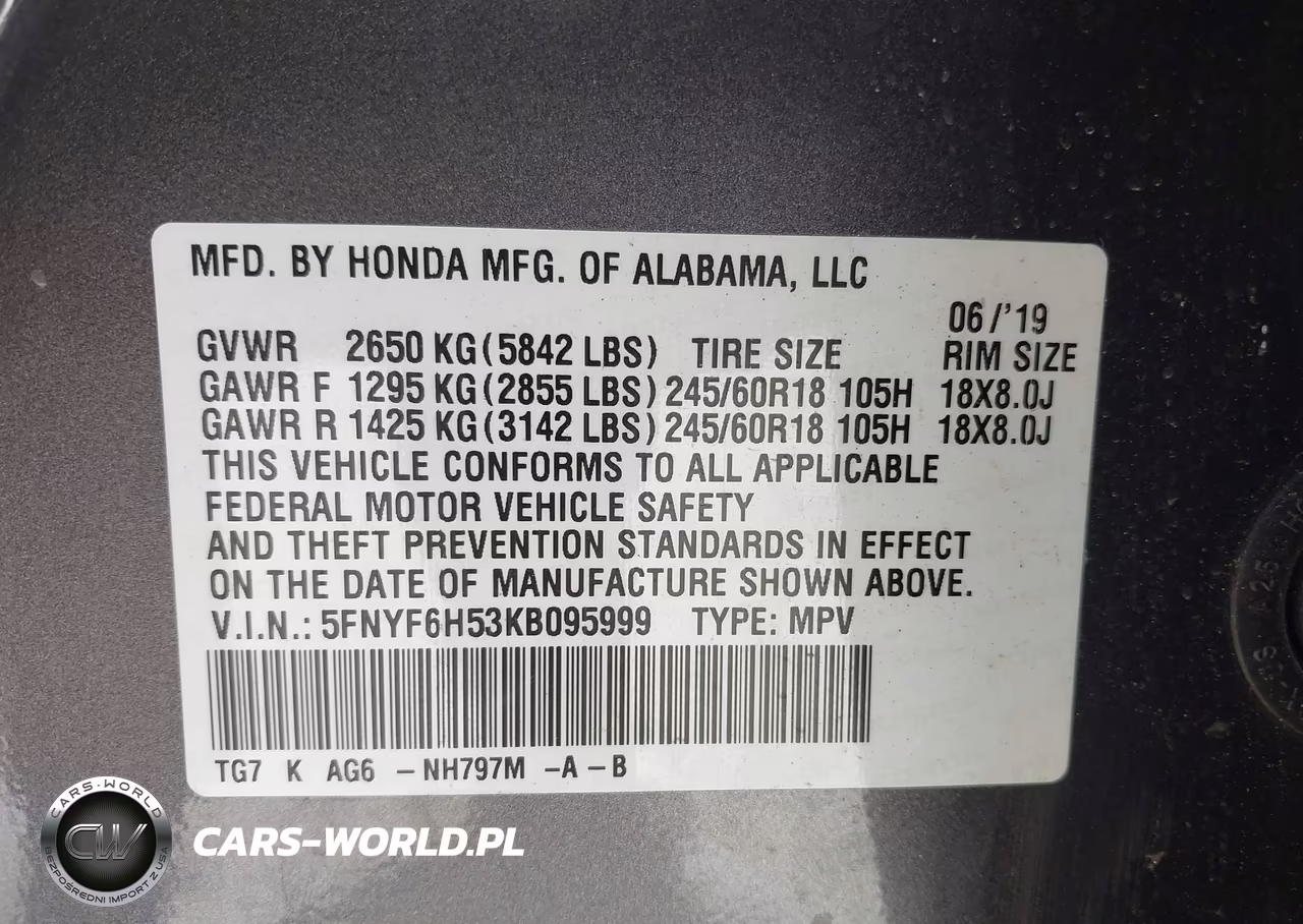 2019 Honda Pilot Ex-L VIN:5FNYF6H53KB095999 - 9