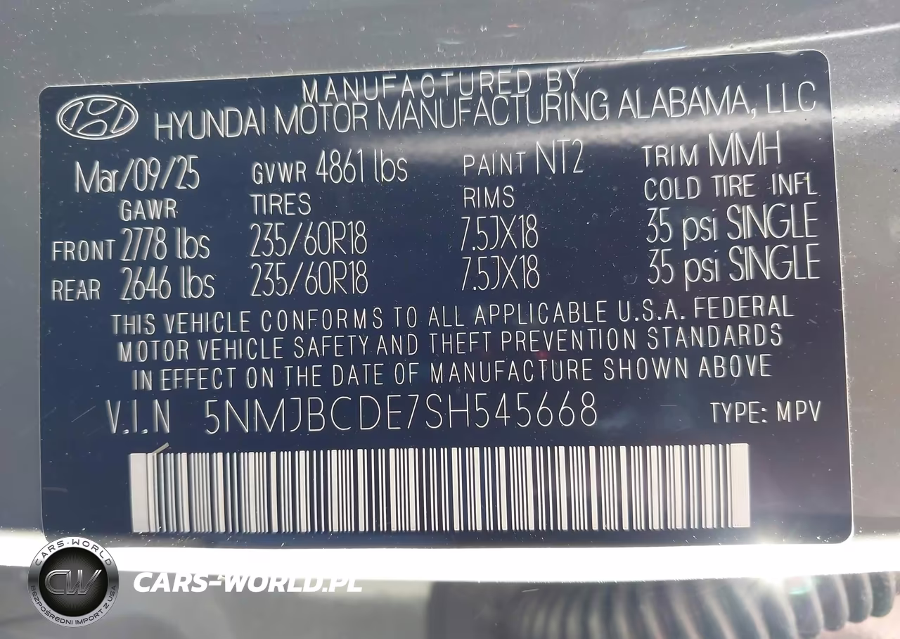 2025 Hyundai Tucson Sel VIN:5NMJBCDE7SH545668 - 9