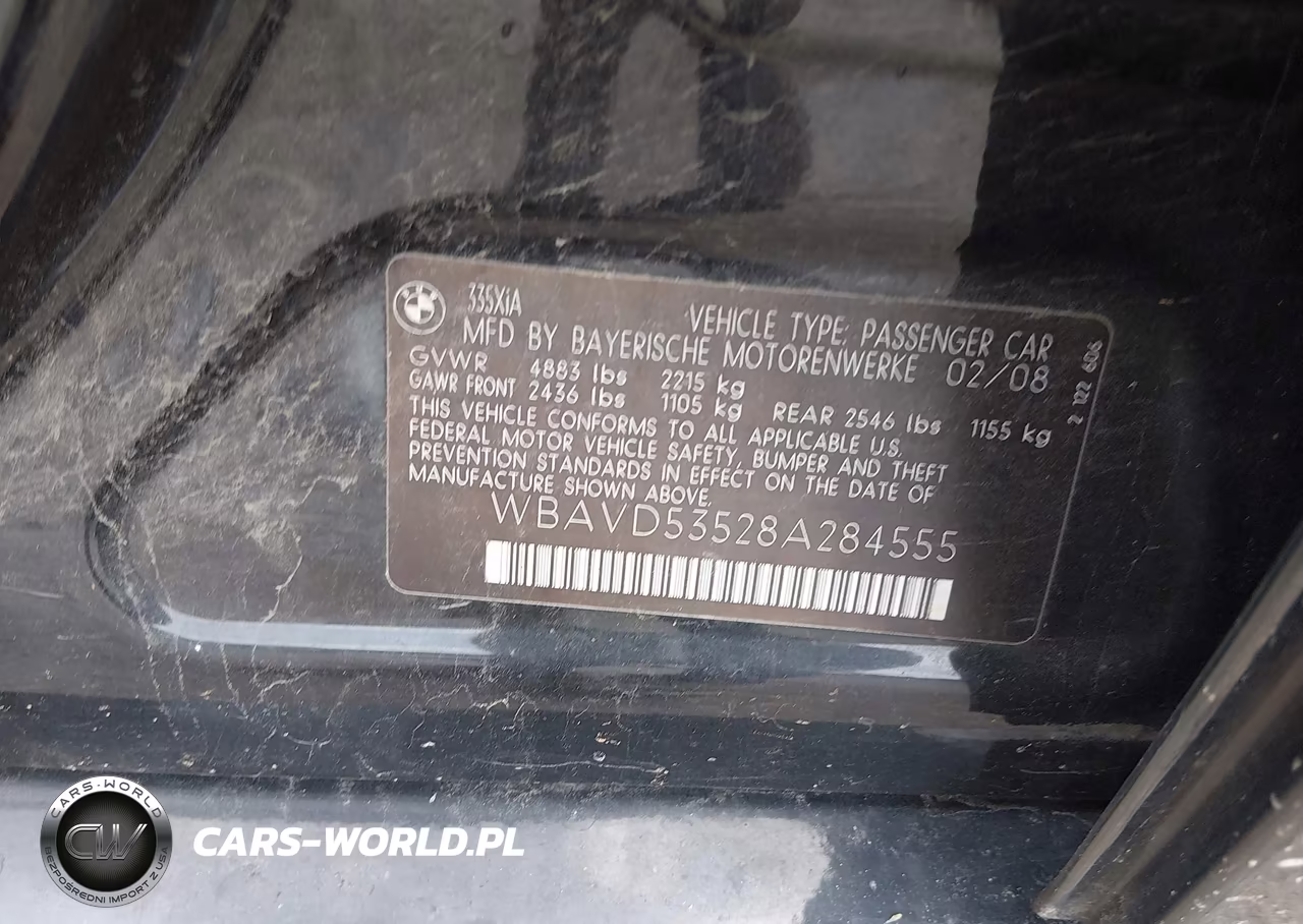 2008 BMW 335Xi VIN:WBAVD53528A284555 - 9