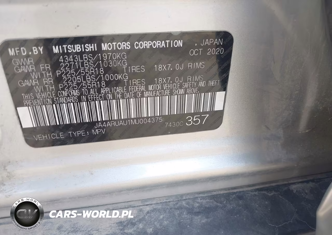 2021 Mitsubishi Outlander Sport 2.0 Be Awc-2.0 Es Awc-2.0 Le Awc-2.0 Se Awc VIN:JA4ARUAU1MU004375 - 9