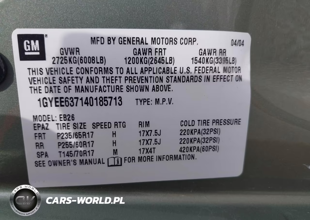2004 Cadillac Srx Standard VIN:1GYEE637140185713 - 9
