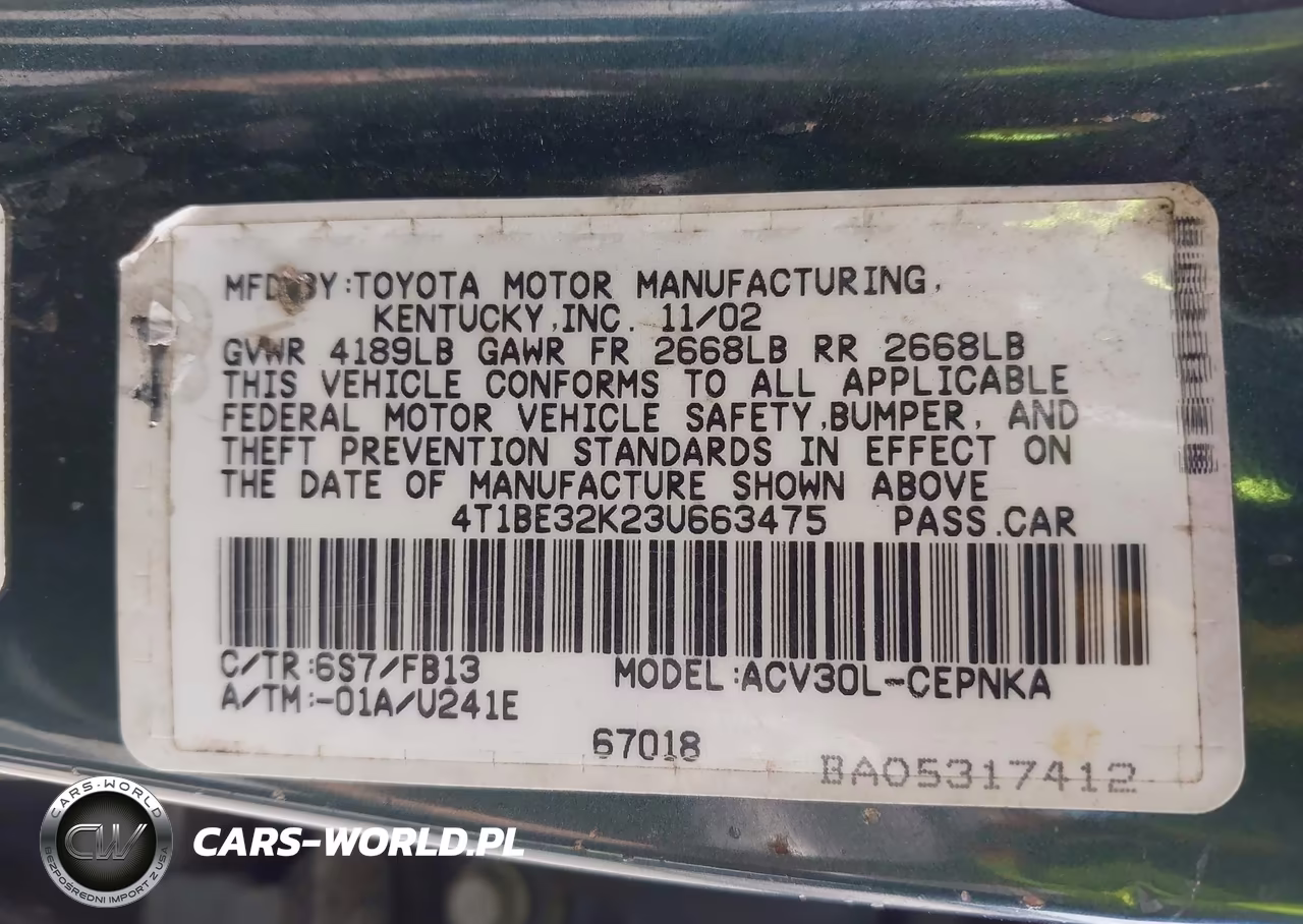 2003 Toyota Camry Le VIN:4T1BE32K23U663475 - 9