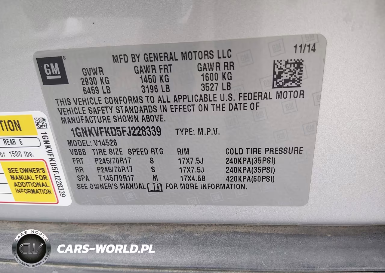 2015 Chevrolet Traverse Ls VIN:1GNKVFKD5FJ228339 - 9
