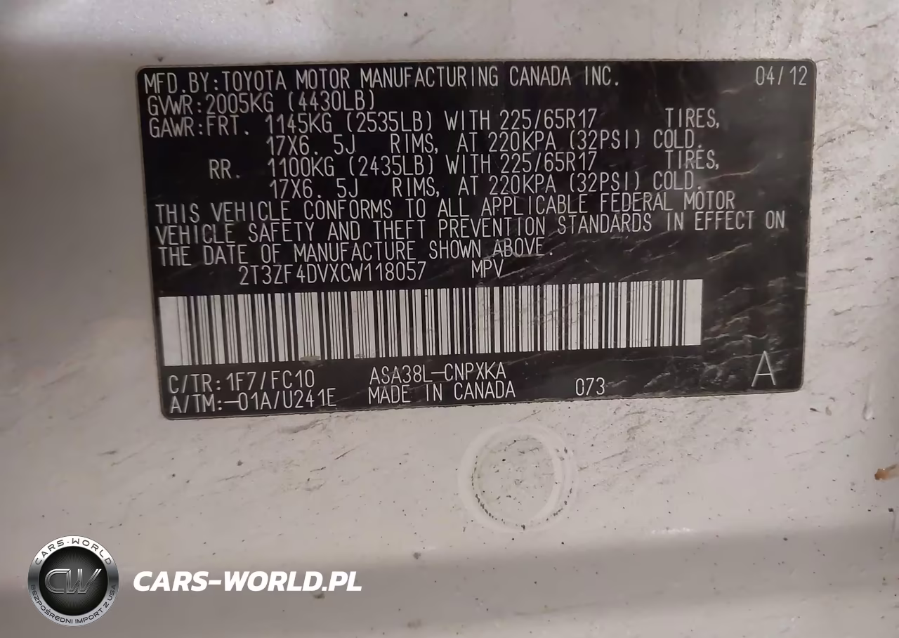 2012 Toyota Rav4 VIN:2T3ZF4DVXCW118057 - 9