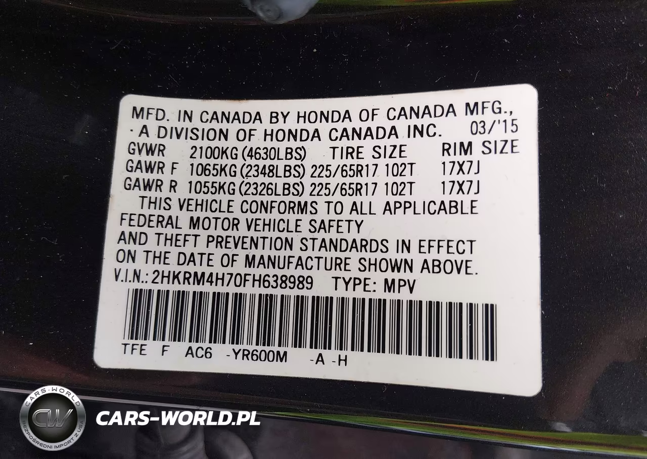 2015 Honda Cr-V Ex-L VIN:2HKRM4H70FH638989 - 9