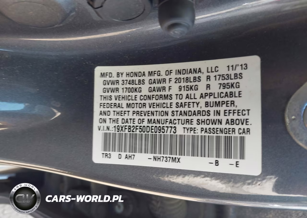 2013 Honda Civic Lx VIN:19XFB2F50DE095773 - 9