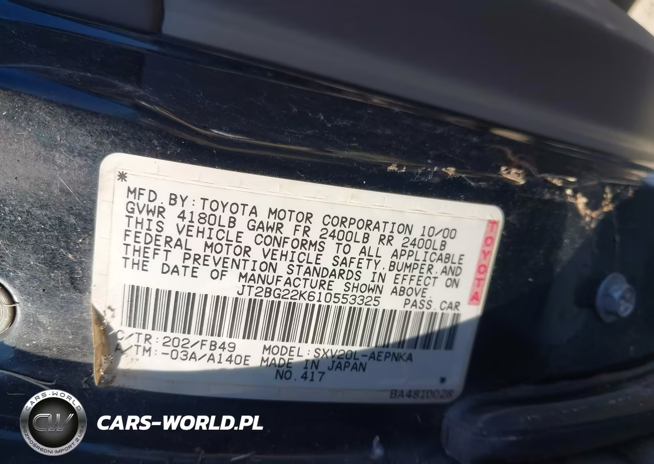 2001 Toyota Camry Le VIN:JT2BG22K610553325 - 9
