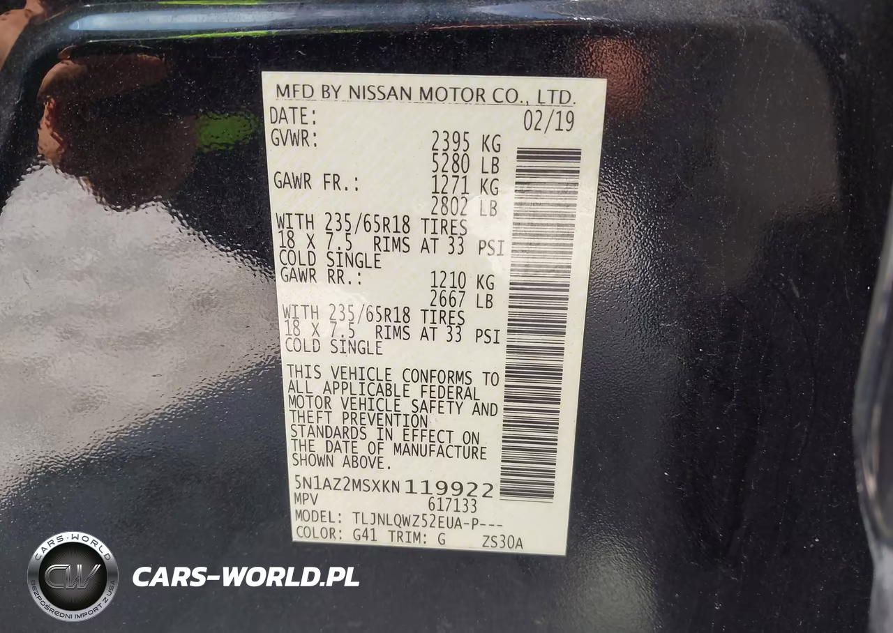2019 Nissan Murano Sv VIN:5N1AZ2MSXKN119922 - 9
