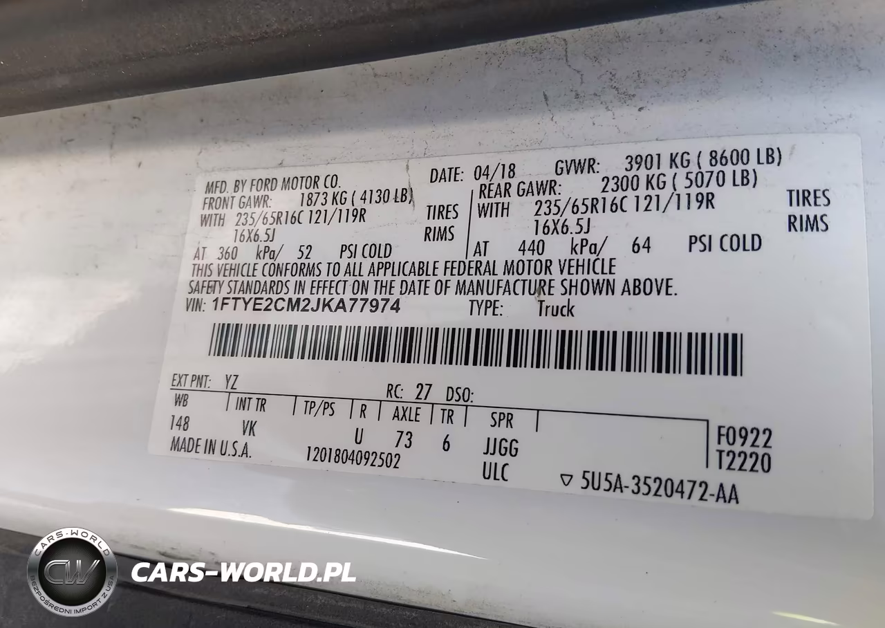 2018 Ford Transit-150 VIN:1FTYE2CM2JKA77974 - 9