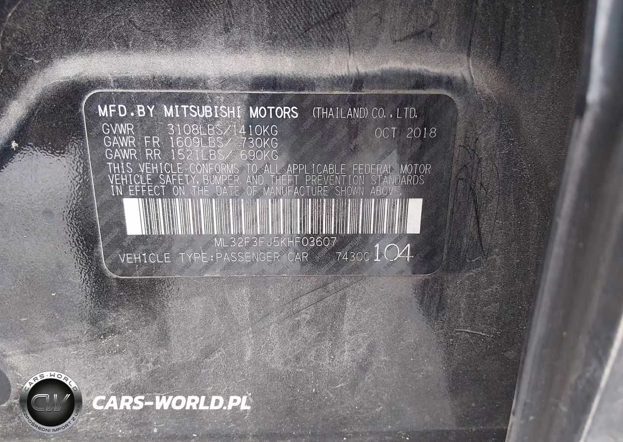 2019 Mitsubishi Mirage G4 Es VIN:ML32F3FJ5KHF03607 - 9