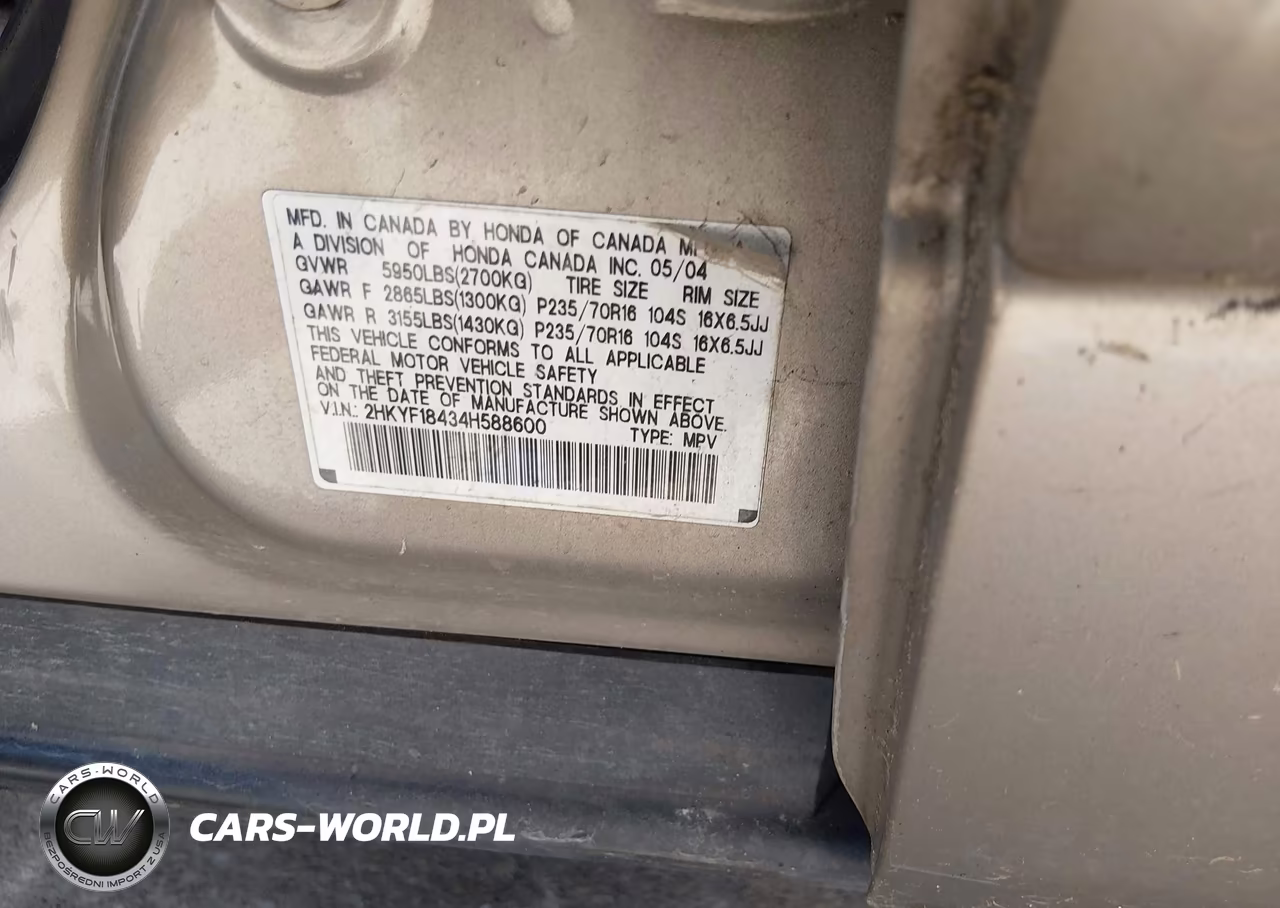 2004 Honda Pilot Ex VIN:2HKYF18434H588600 - 9
