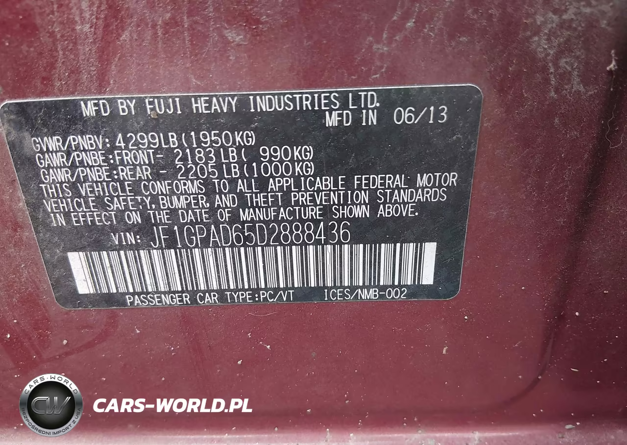 2013 Subaru Impreza 2.0I Premium VIN:JF1GPAD65D2888436 - 9