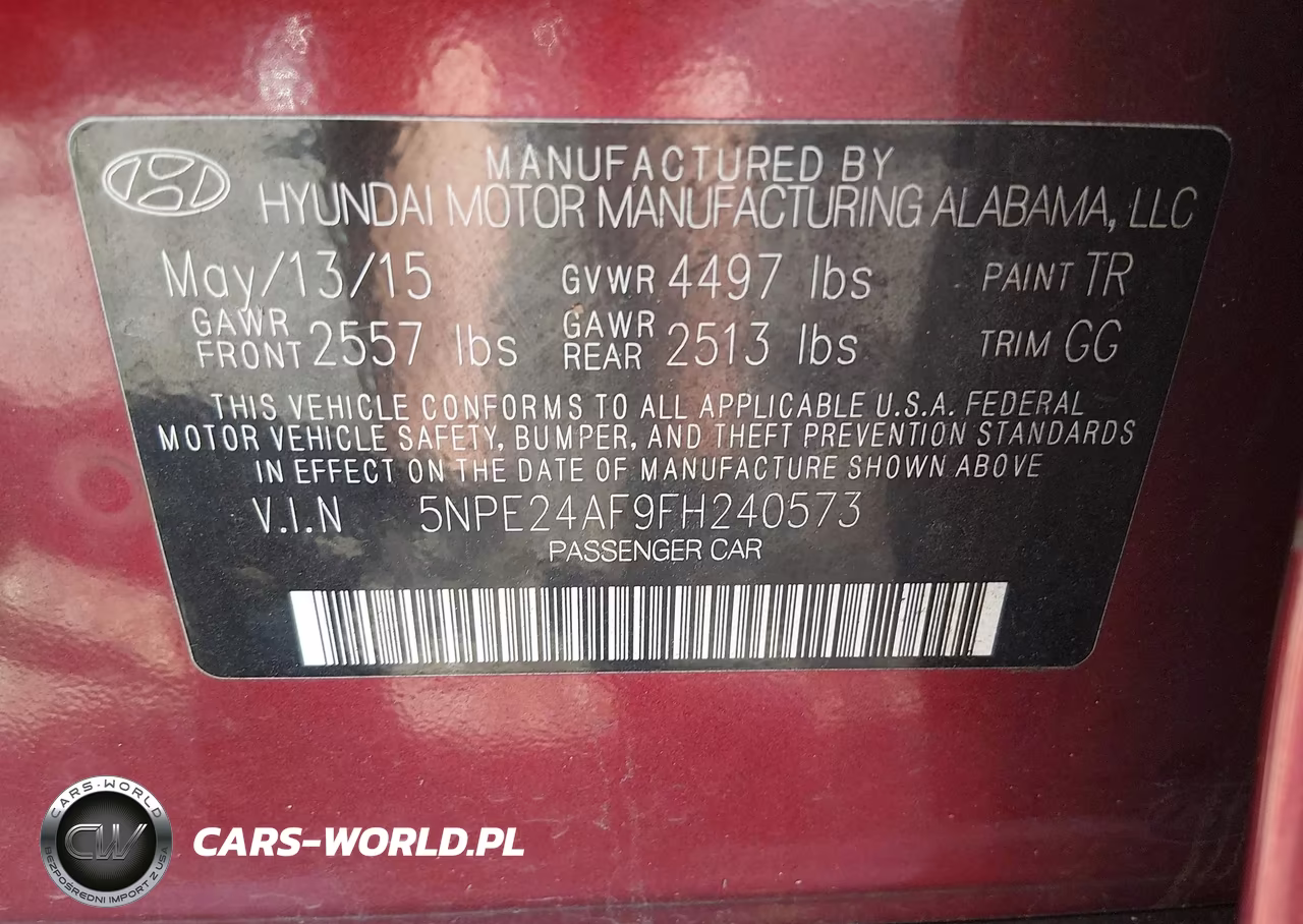 2015 Hyundai Sonata Se VIN:5NPE24AF9FH240573 - 9