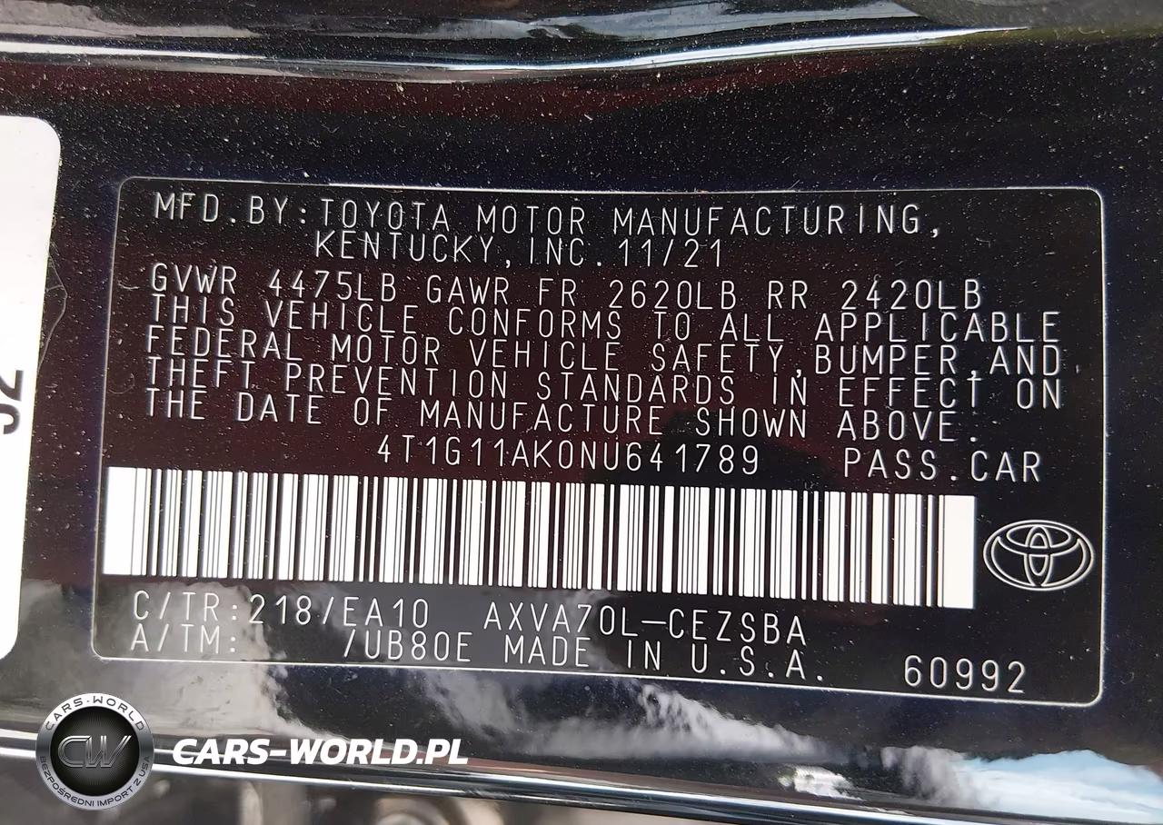2022 Toyota Camry Se VIN:4T1G11AK0NU641789 - 9