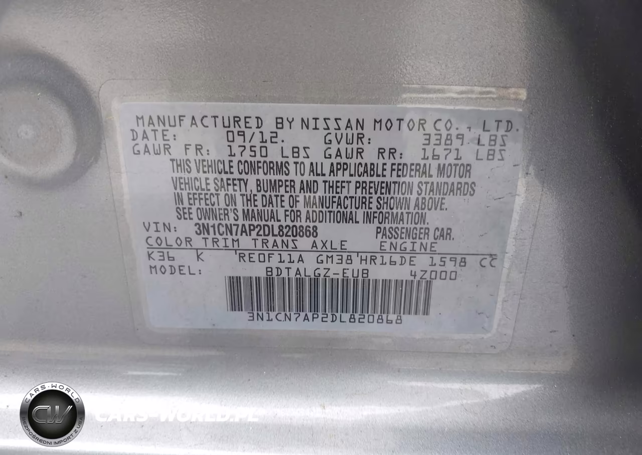 2013 Nissan Versa 1.6 Sl VIN:3N1CN7AP2DL820868 - 9