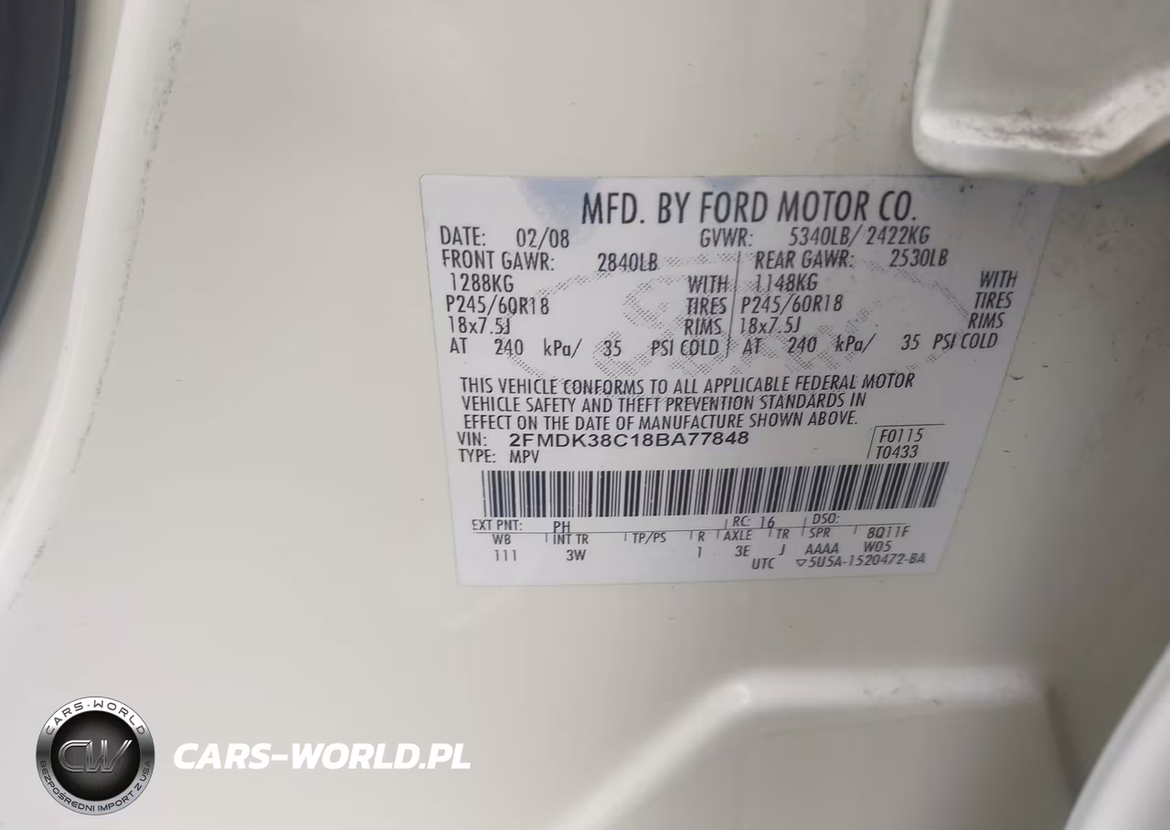 2008 Ford Edge Sel VIN:2FMDK38C18BA77848 - 9