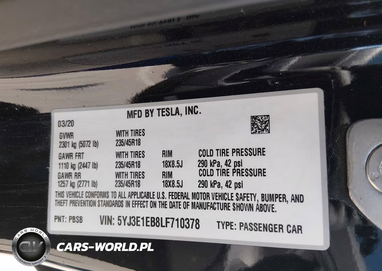 2020 Tesla Model 3 Long Range Dual Motor All-Wheel Drive VIN:5YJ3E1EB8LF710378 - 9
