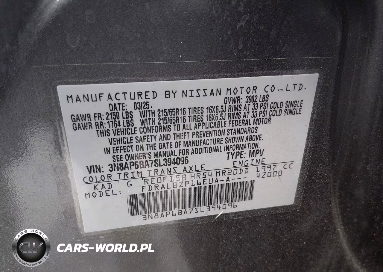 2025 Nissan Kicks S Fwd VIN:3N8AP6BA7SL394096 - 9