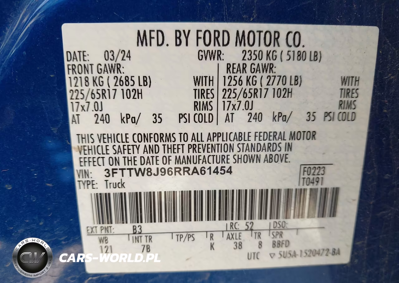 2024 Ford Maverick Xlt VIN:3FTTW8J96RRA61454 - 9