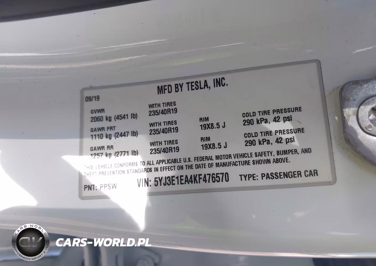 2019 Tesla Model 3 Long Range-Mid Range-Standard Range-Standard Range Plus VIN:5YJ3E1EA4KF476570 - 9