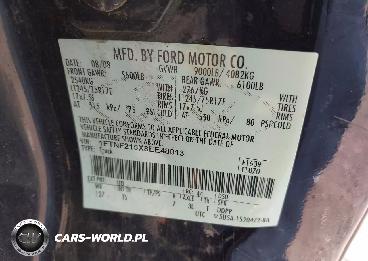2008 Ford Super Duty F-250 Srw Xl-Xlt VIN:1FTNF215X8EE48013 - 9