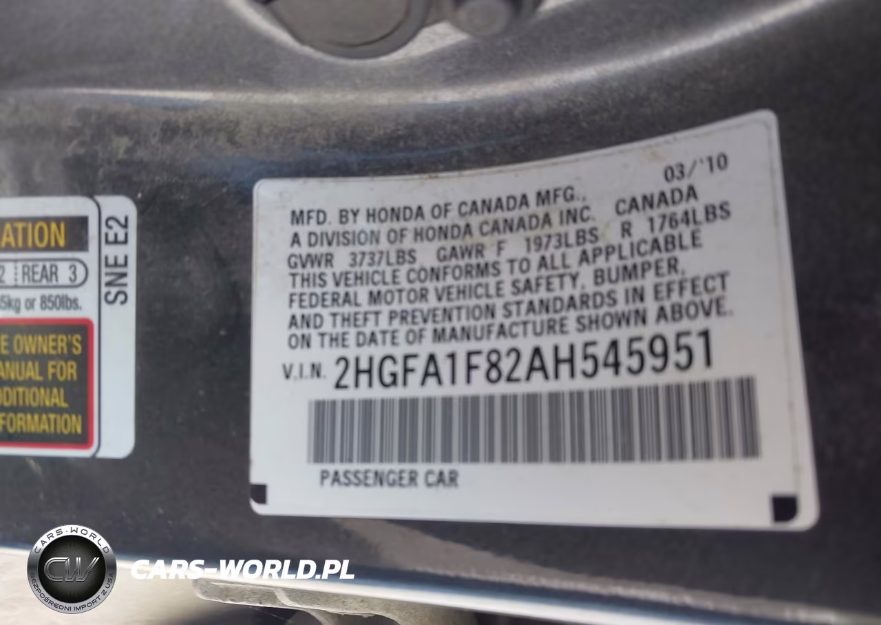 2010 Honda Civic Ex VIN:2HGFA1F82AH545951 - 9