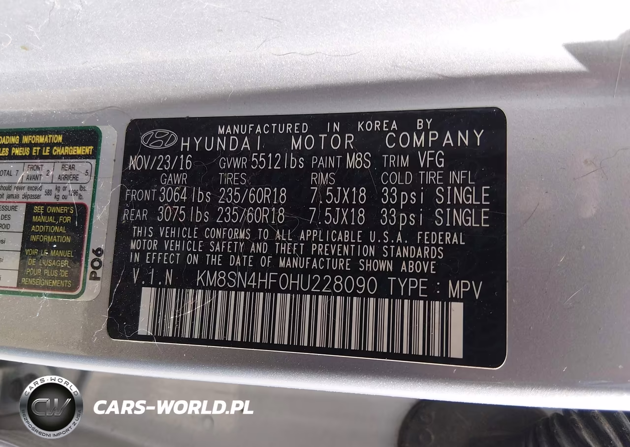 2017 Hyundai Santa Fe Se VIN:KM8SN4HF0HU228090 - 9