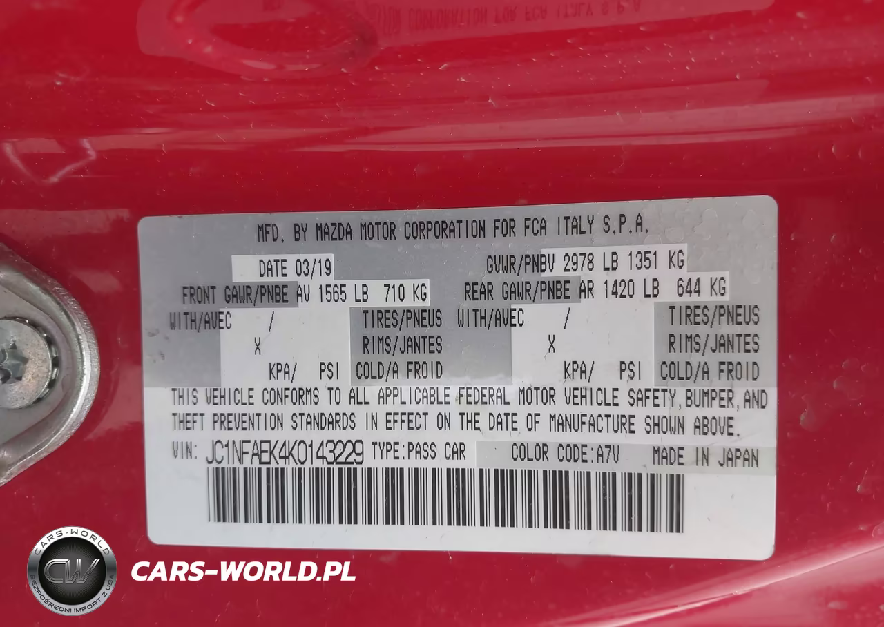 2019 Fiat 124 Spider Abarth VIN:JC1NFAEK4K0143229 - 9