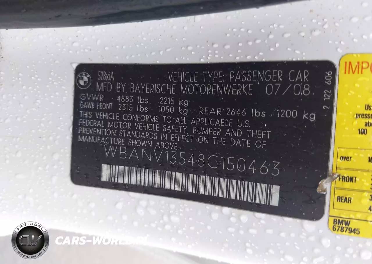 2008 BMW 528Xi VIN:WBANV13548C150463 - 9