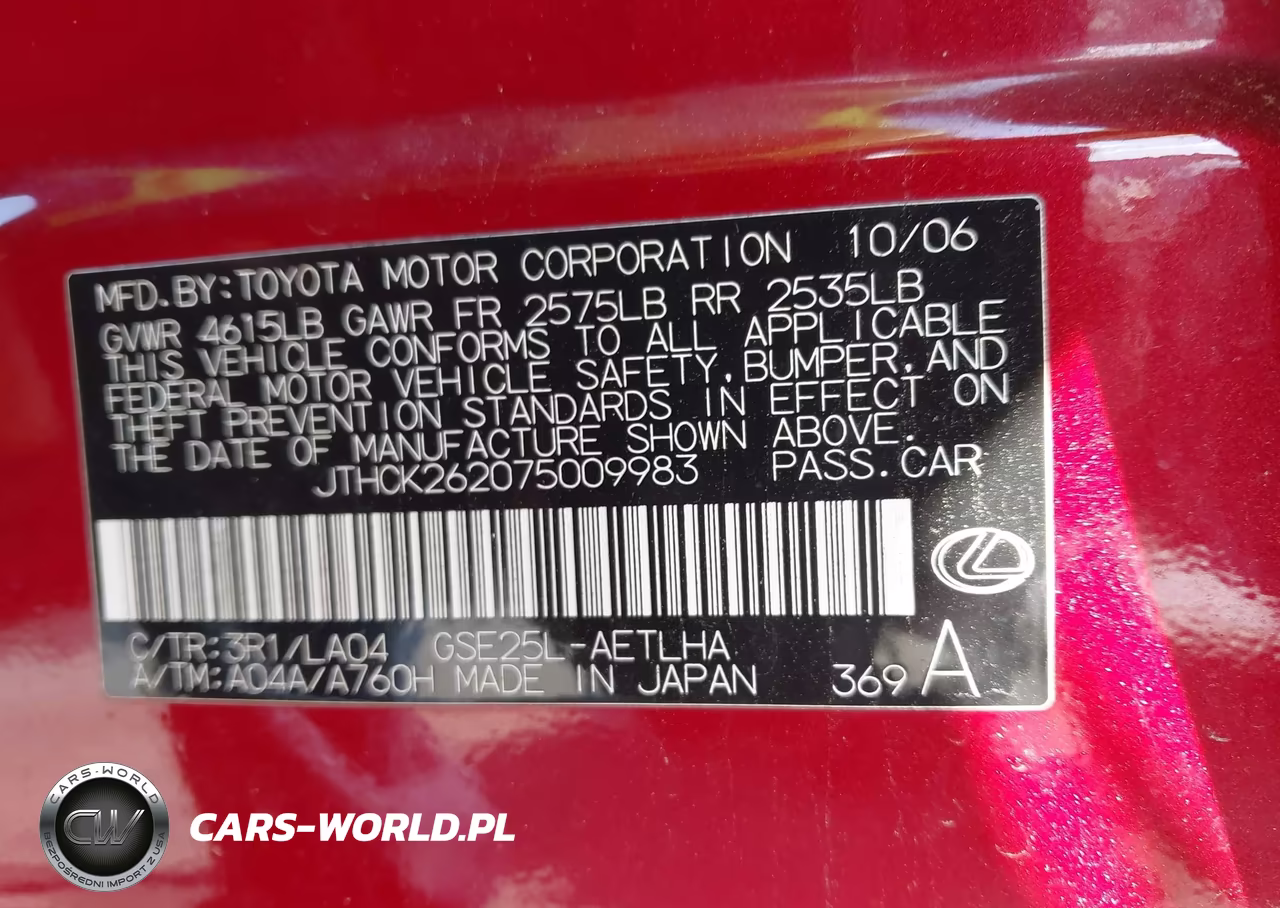 2007 Lexus Is 250 VIN:JTHCK262075009983 - 9