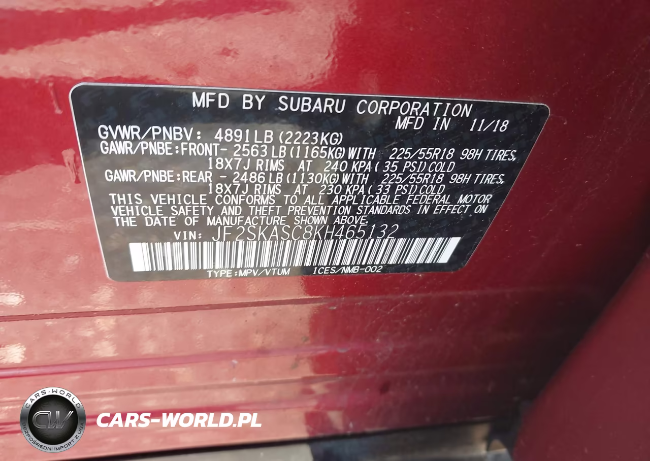 2019 Subaru Forester Limited VIN:JF2SKASC8KH465132 - 9