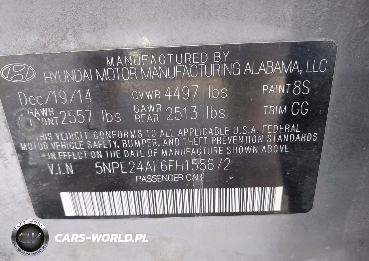 2015 Hyundai Sonata Se VIN:5NPE24AF6FH158672 - 9