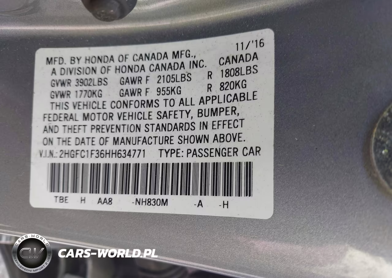 2017 Honda Civic Ex-T VIN:2HGFC1F36HH634771 - 9