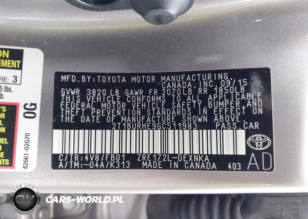2016 Toyota Corolla Le VIN:2T1BURHE9GC511983 - 9