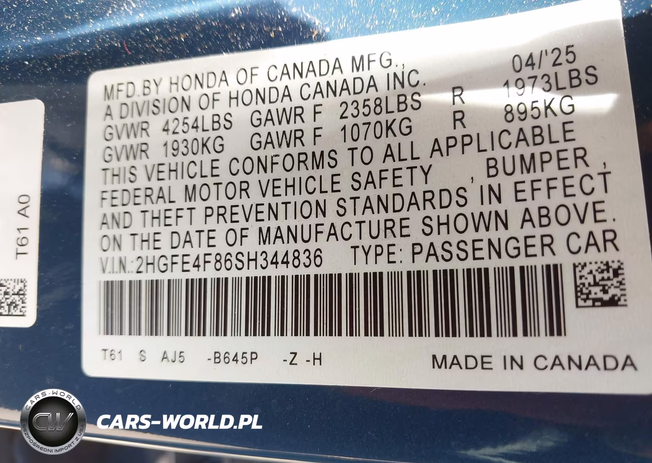 2025 Honda Civic Hybrid Sport-Sport Touring VIN:2HGFE4F86SH344836 - 9