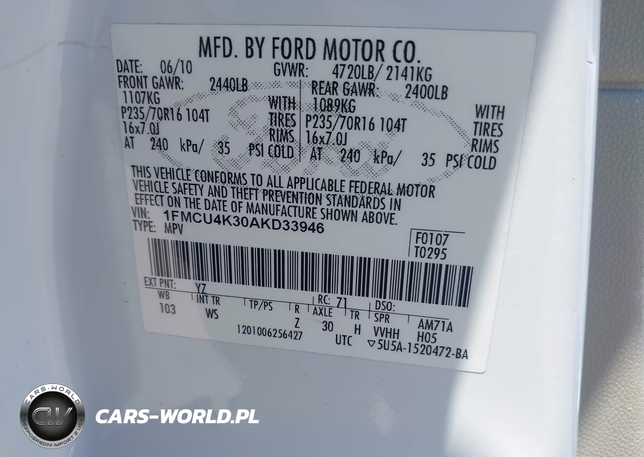 2010 Ford Escape Hybrid Limited VIN:1FMCU4K30AKD33946 - 9