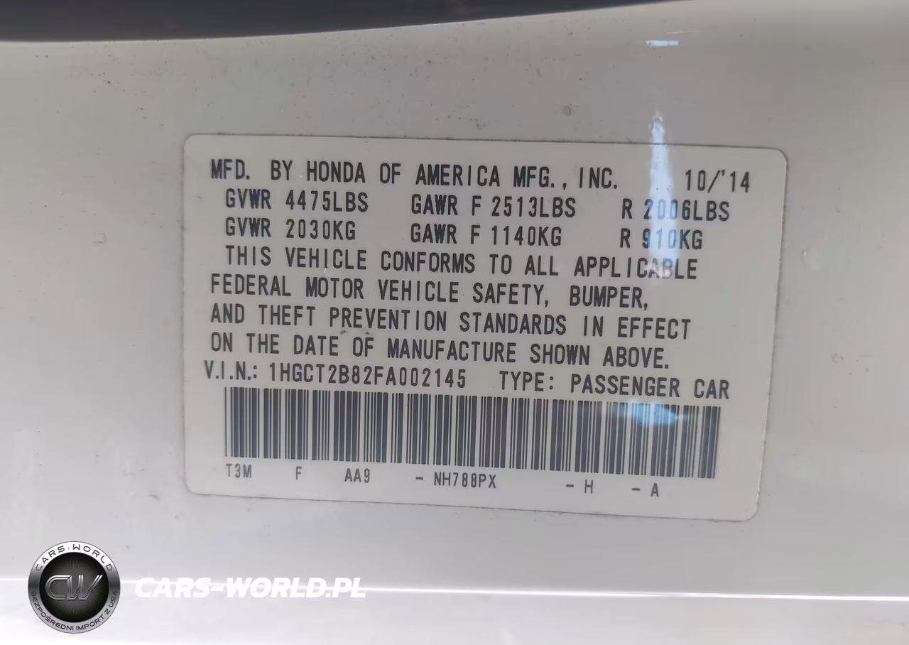 2015 Honda Accord Ex-L V-6 VIN:1HGCT2B82FA002145 - 9