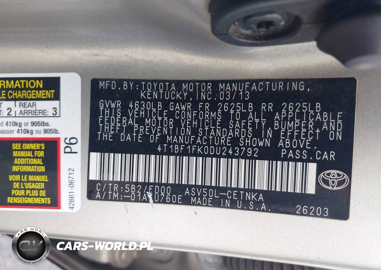 2013 Toyota Camry Le VIN:4T1BF1FK0DU243792 - 9